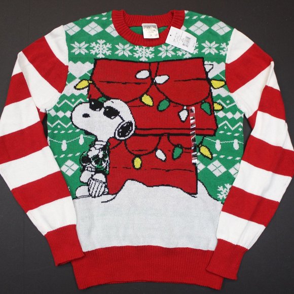 Peanuts Sweaters Peanuts Snoopy Christmas Lights Tacky Sweater M